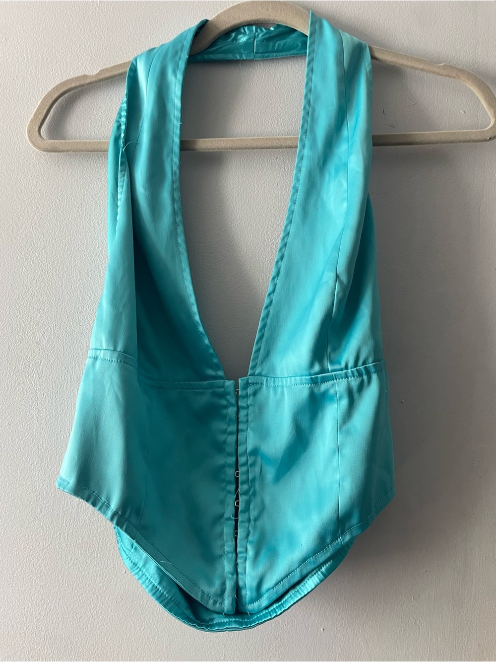 Meshki Turquoise Halter One-Piece Bodysuit